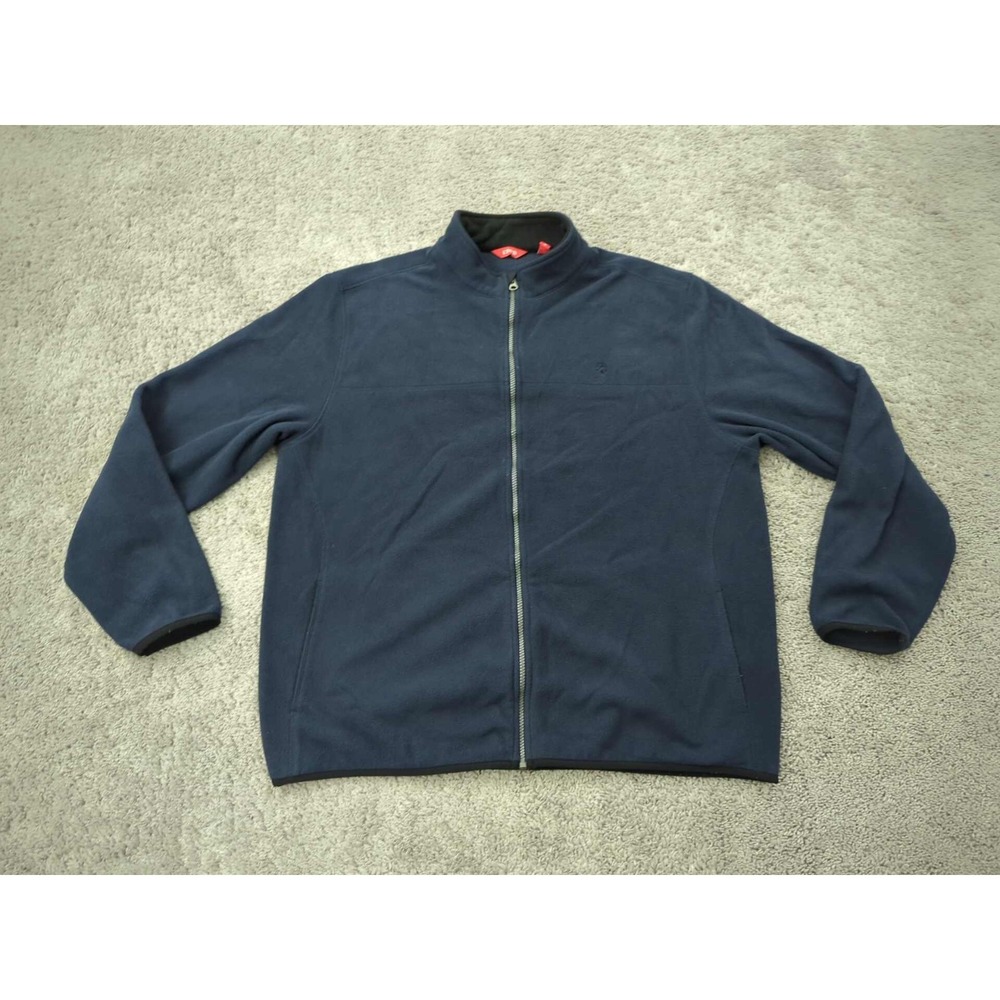 IZOD Fleece Jacket Mens XL Blue Full Zip Mock Neck Pockets Classic Outdoor
